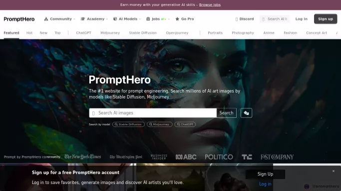 Prompthero — бесплатная нейросеть   для генерации промптов. 