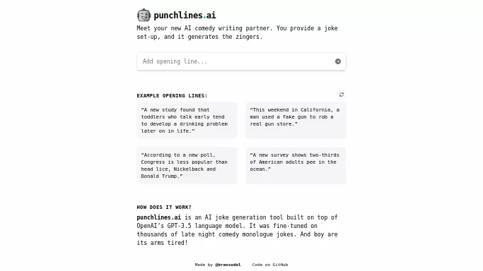 Punchlines.ai — бесплатная нейросеть   для развлечений. 