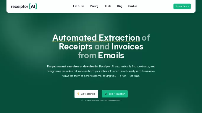 Receiptor.ai — платная нейросеть   для работы с электронной почтой,  для таблиц и PDF,  для работы с финансами. Бесплатная версия с ограниченным функционалом, есть платные тарифы.