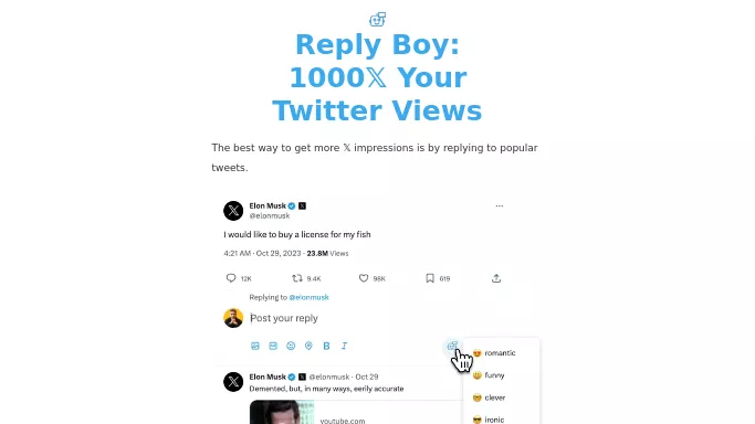 Reply Boy — бесплатная нейросеть   для SMM. Бесплатная версия с ограниченным функционалом, есть платные тарифы.