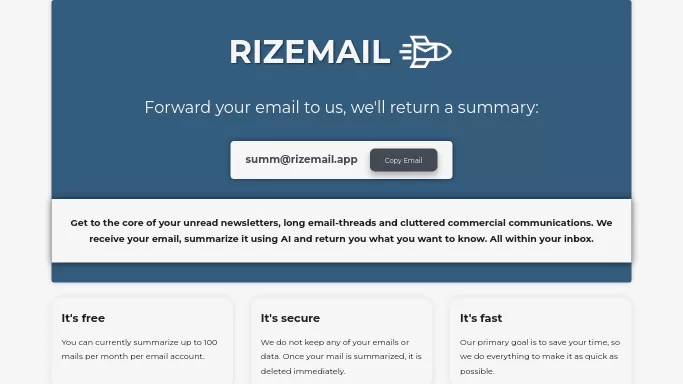 Rizemail — бесплатная нейросеть   для работы с электронной почтой. 