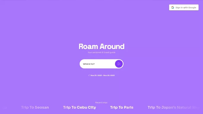 Roam Around — бесплатная нейросеть   для повышения продуктивности,  для путешествий. 