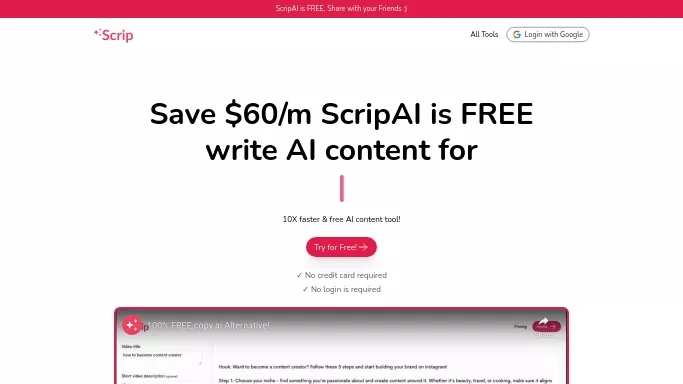 Scrip AI — бесплатная нейросеть   для SMM. 