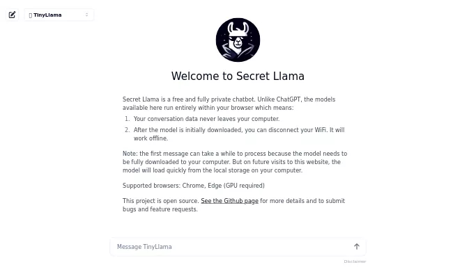 Secret Llama — бесплатная нейросеть   — чат-бот. 