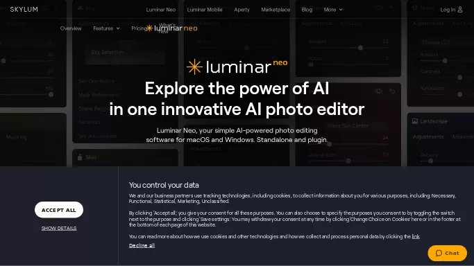 Luminar AI — платная нейросеть   для редактирования изображений,  для дизайна. Бесплатная версия с ограниченным функционалом, есть платные тарифы.