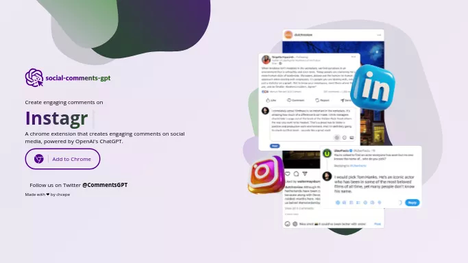 Social Comments GPT — бесплатная нейросеть  , расширения ChatGPT,  для SMM. 