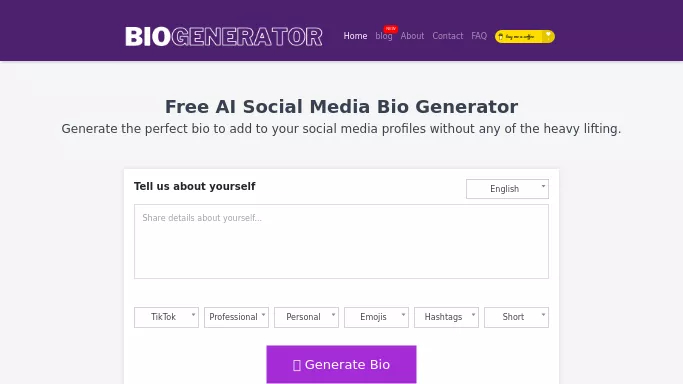 Social Media Bio Generator — бесплатная нейросеть   для SMM. 