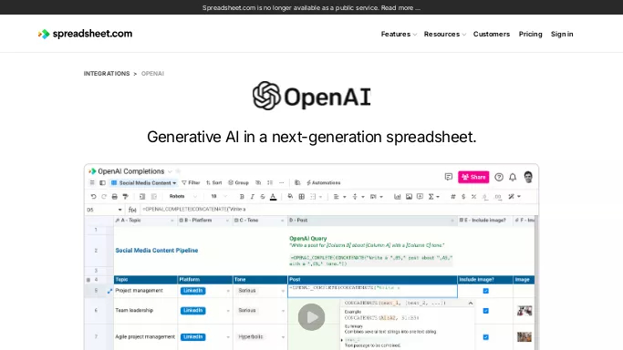 OpenAI in Spreadsheet — бесплатная нейросеть   для таблиц и PDF. Бесплатная версия с ограниченным функционалом, есть платные тарифы.