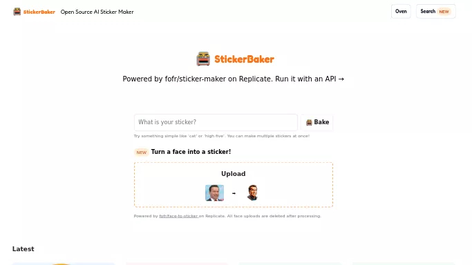 StickerBaker — бесплатная нейросеть   для создания изображений. 