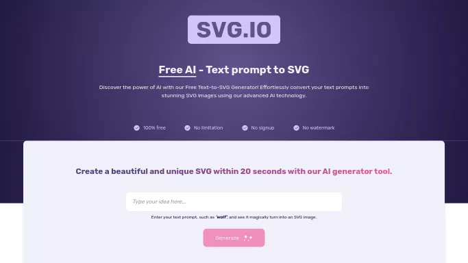 SVG.io — бесплатная нейросеть   для создания изображений,  для дизайна. 