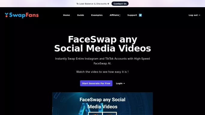 SwapFans AI — бесплатная нейросеть   для дипфейк(deepfake). Бесплатная версия с ограниченным функционалом, есть платные тарифы.