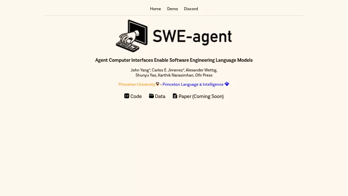 SWE-agent — бесплатная нейросеть  , автономные ИИ (AGI),  для разработки программного обеспечения. 