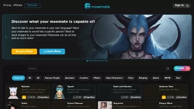Нейросеть Moemate - Развлечения,Аватары и цифровые 3D персонажи