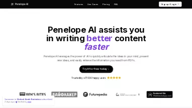 Нейросеть Penelope AI - Суммаризация текста,Продуктивность,Образование,Копирайтинг