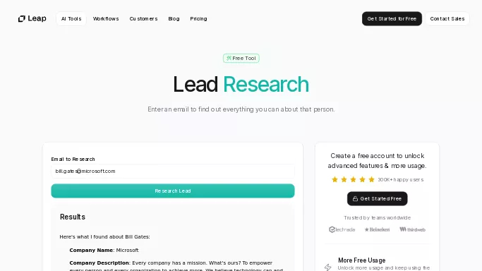 AI Lead Research — бесплатная нейросеть   для маркетинга. 