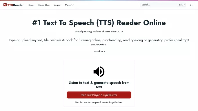 TTS Reader — бесплатная нейросеть   для создания голоса. 