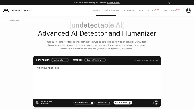 Undetectable AI — бесплатная нейросеть   для определения ИИ,  для копирайтинга. Бесплатная версия с ограниченным функционалом, есть платные тарифы.