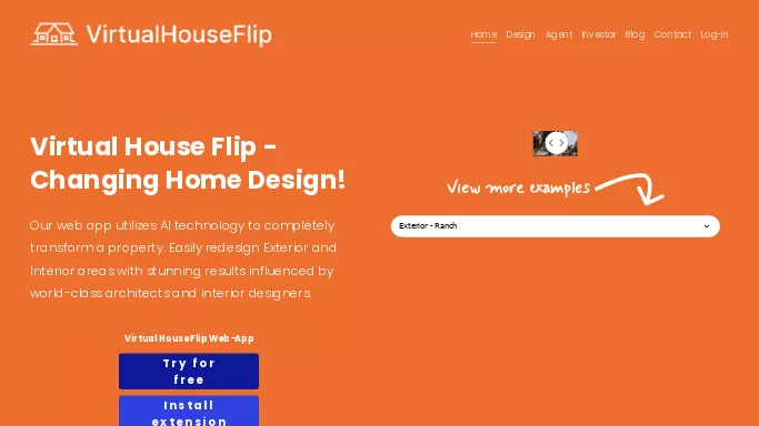 Virtual House Flip — бесплатная нейросеть   в сфере недвижимости и архитектуры,  для дизайна. Бесплатная версия с ограниченным функционалом, есть платные тарифы.