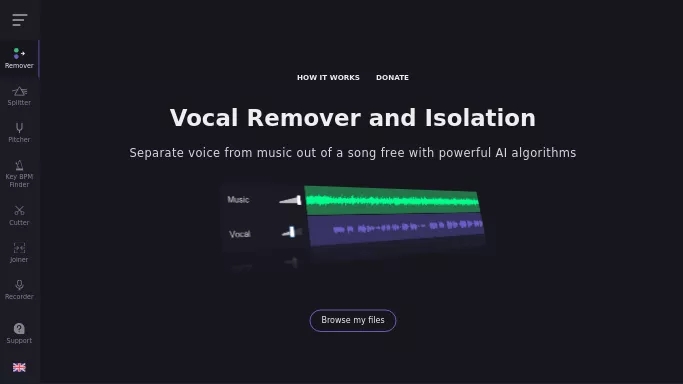 Vocal Remover — бесплатная нейросеть   для редактирования аудио,  для создания музыки. 
