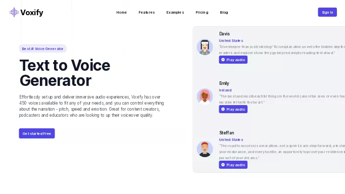 Voxify — платная нейросеть   для создания голоса,  для маркетинга. Бесплатная версия с ограниченным функционалом, есть платные тарифы.