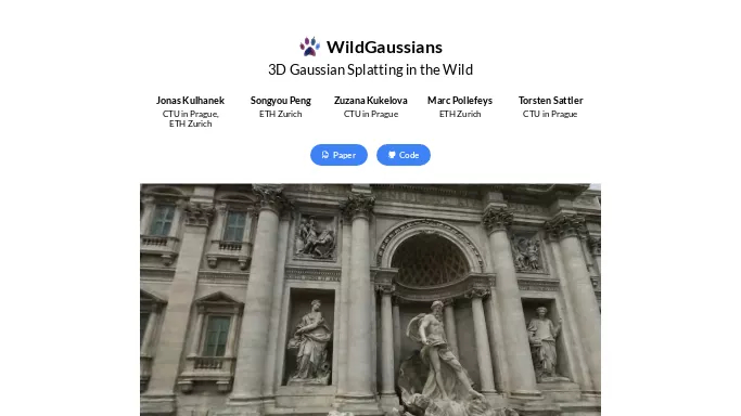 WildGaussians — бесплатная нейросеть   для 3D и анимации. 