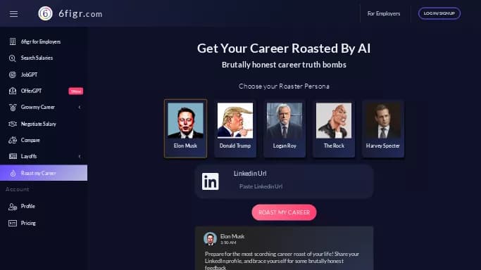 AI Roasts My Career — бесплатная нейросеть   для развлечений. 