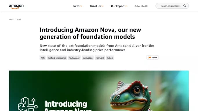 Amazon Nova — бесплатная нейросеть  undefined, , модели LLM. 