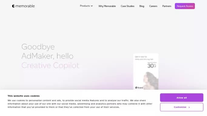 Memorable Ad Maker — платная нейросеть   для маркетинга. Бесплатная версия с ограниченным функционалом, есть платные тарифы.