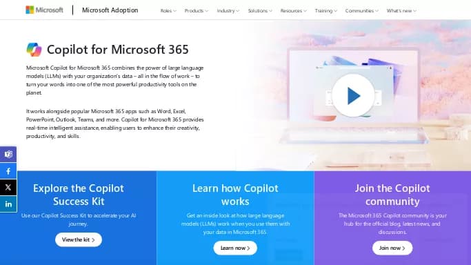 Copilot for Microsoft 365 — бесплатная нейросеть   для повышения продуктивности, для помощи в автоматизации,  для работы с электронной почтой,  для таблиц и PDF. Бесплатная версия с ограниченным функционалом, есть платные тарифы.