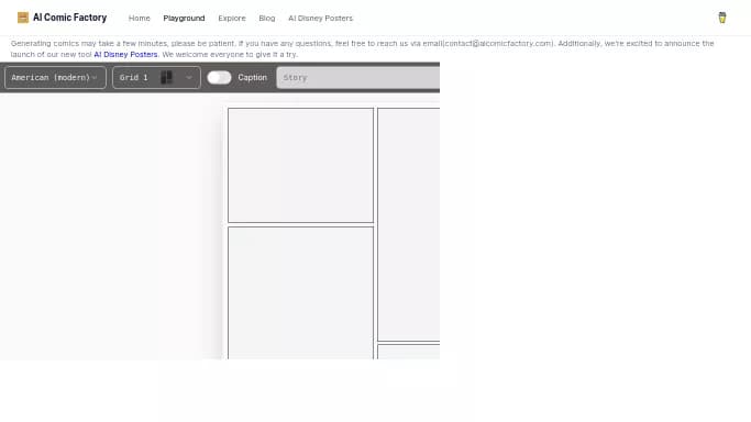 AI Comic Factory — бесплатная нейросеть   для создания изображений. 