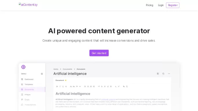 AiContentzy — бесплатная нейросеть   для копирайтинга. Бесплатная версия с ограниченным функционалом, есть платные тарифы.
