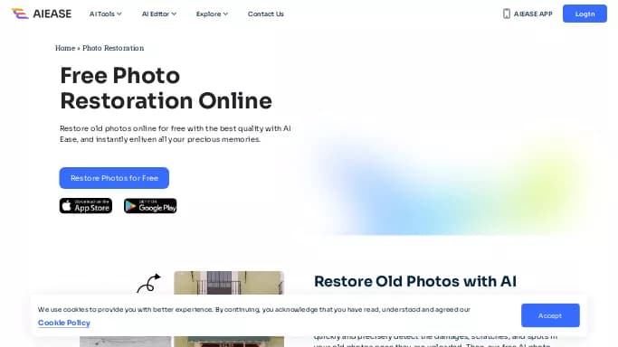 Photo Restoration AI Ease — бесплатная нейросеть   для редактирования изображений. 