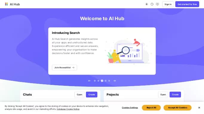 AI hub — бесплатная нейросеть   для маркетинга. Бесплатная версия с ограниченным функционалом, есть платные тарифы.