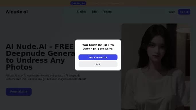 aiNude — бесплатная нейросеть   для раздевания девушек (18+). Бесплатная версия с ограниченным функционалом, есть платные тарифы.