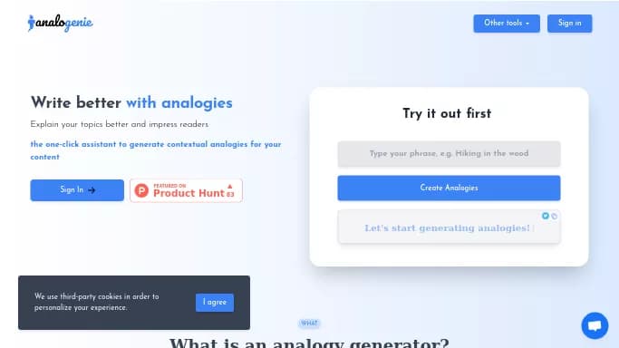 Analogenie — бесплатная нейросеть   для помощи в образовании,  для копирайтинга. Бесплатная версия с ограниченным функционалом, есть платные тарифы.