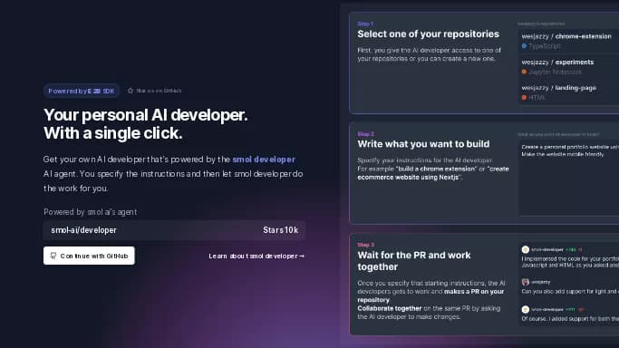 Smol Developer — бесплатная нейросеть   для разработки программного обеспечения. 