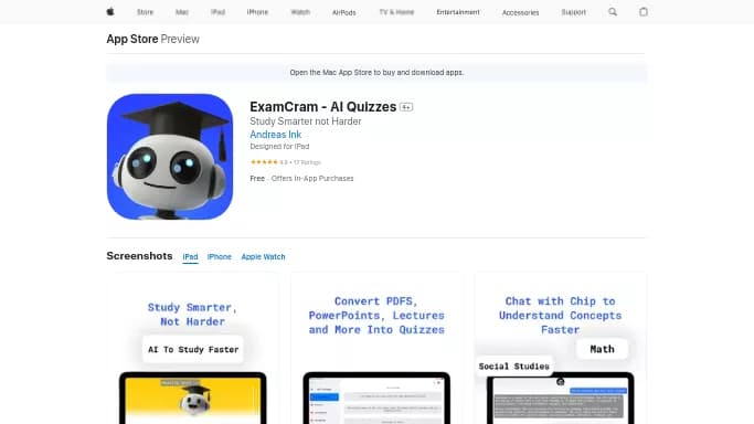ExamCram — бесплатная нейросеть   для помощи в образовании. Бесплатная версия с ограниченным функционалом, есть платные тарифы.