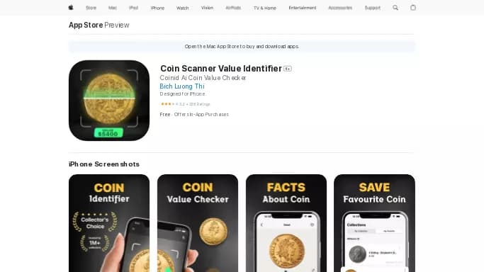 Coin Identifier Coin Snap — бесплатная нейросеть   для развлечений,  для помощи в образовании. Бесплатная версия с ограниченным функционалом, есть платные тарифы.