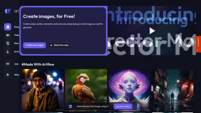 ArtFlow AI — бесплатная нейросеть   для создания изображений,  для создания видео. 