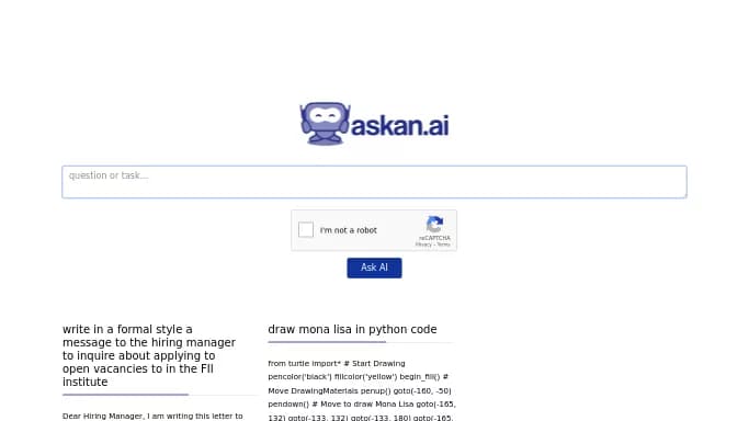 Ask an AI — бесплатная нейросеть   для поиска. 