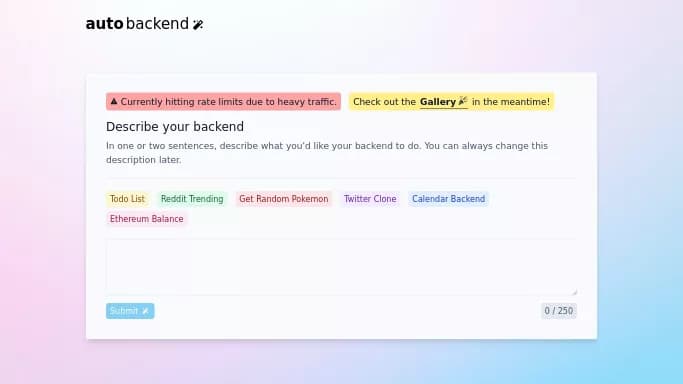 Auto Backend — бесплатная нейросеть   для разработки программного обеспечения. 