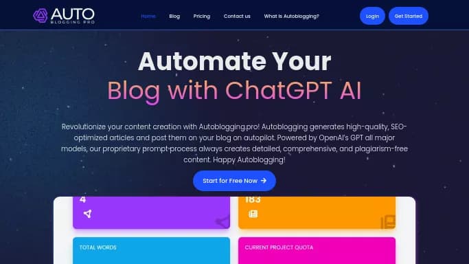 AutoBlogging Pro — бесплатная нейросеть   для дизайна. Бесплатная версия с ограниченным функционалом, есть платные тарифы.