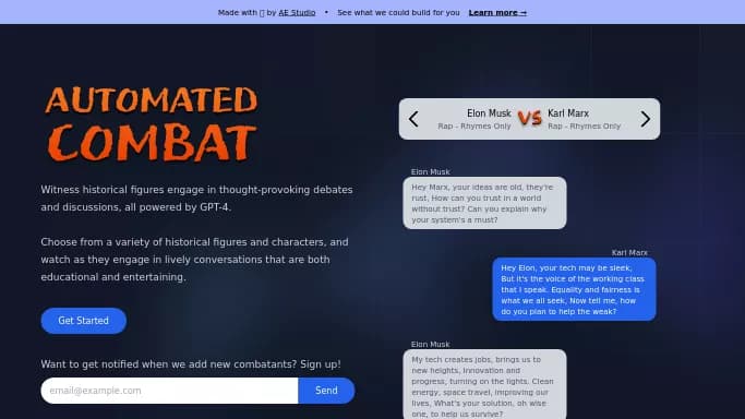 Automated Combat — бесплатная нейросеть   для помощи в образовании. Бесплатная версия с ограниченным функционалом, есть платные тарифы.