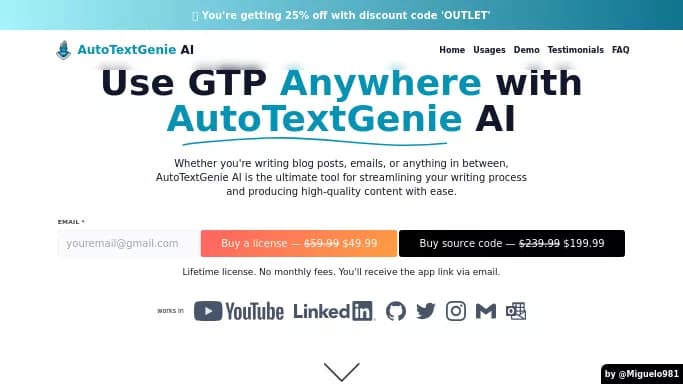 AutoTextGenie AI — платная нейросеть   для написания текста. Бесплатная версия с ограниченным функционалом, есть платные тарифы.