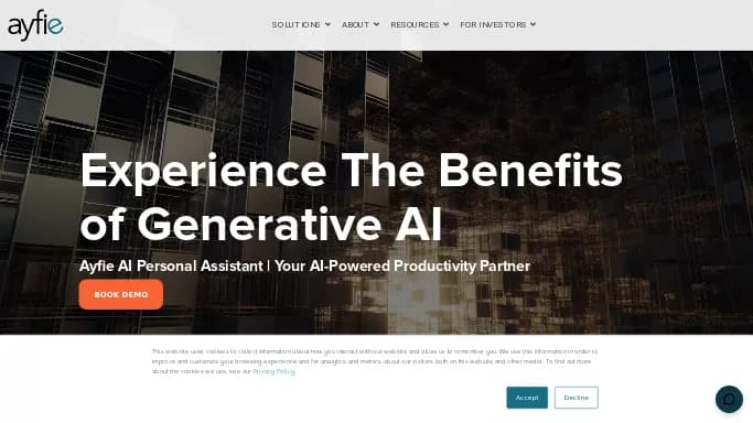 Ayfie — платная нейросеть   для маркетинга,  для повышения продуктивности, для помощи в автоматизации. 