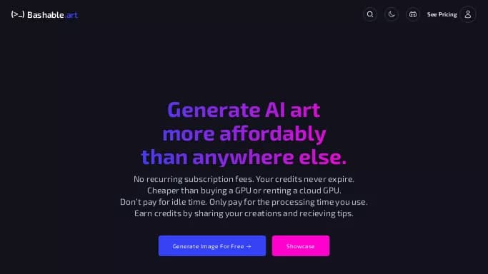Bashable — платная нейросеть   для создания изображений. Бесплатная версия с ограниченным функционалом, есть платные тарифы.