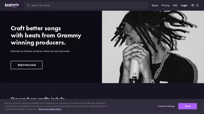 Beatopia — платная нейросеть   для создания музыки,  для редактирования аудио,  для помощи в образовании. 