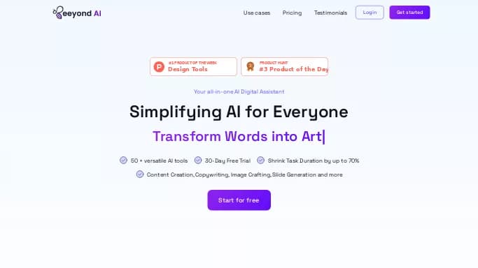 Beeyond AI — платная нейросеть   для повышения продуктивности, для помощи в автоматизации. Бесплатная версия с ограниченным функционалом, есть платные тарифы.