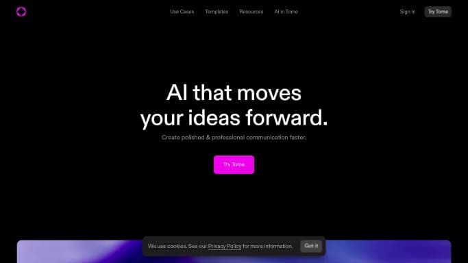 Tome AI — бесплатная нейросеть   для маркетинга,  для создания презентаций. 