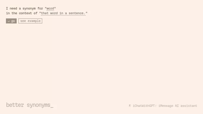 Better Synonyms AI — бесплатная нейросеть   для помощи в образовании,  для копирайтинга. 